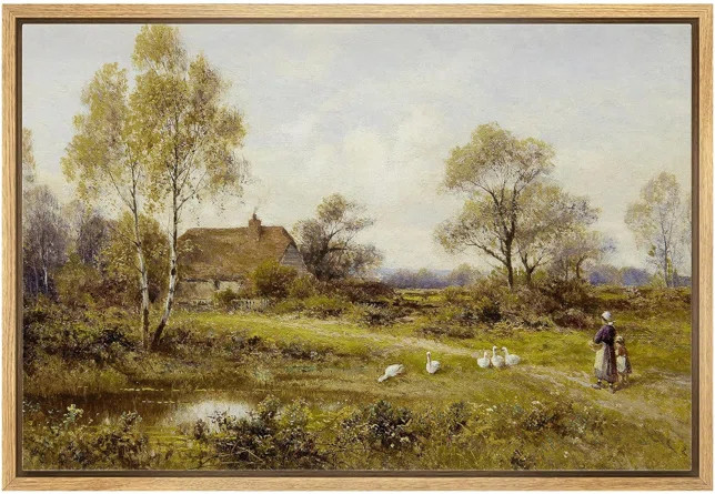 IDEA4WALL IDEA4WALL Framed Canvas Print Wall Art Vintage Pastoral European Country Farm Nature Wi... | Wayfair North America