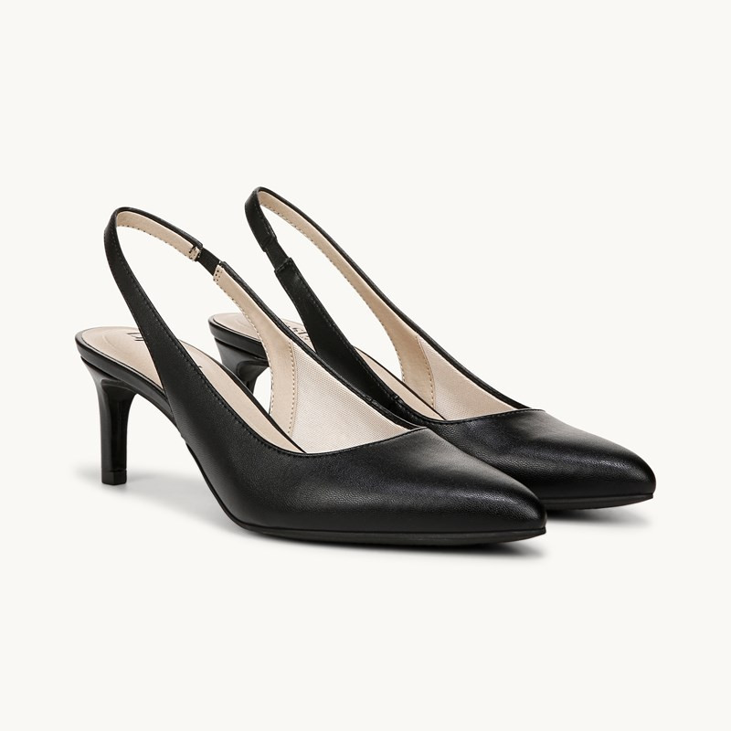 LifeStride Annalise Slingback Pump Shoes (Black Faux Leather) 9.5 M | LIfeStride