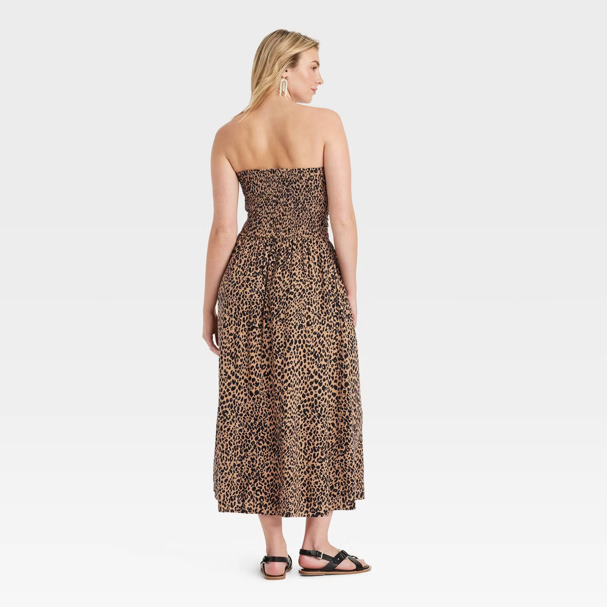 Women's Ruched Maxi A-Line Dress - Universal Thread™ Black/Brown Leopard XS | Target