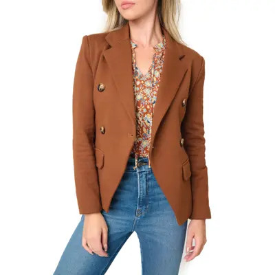 GIBSONLOOK Double Breasted Cotton Blend Blazer in Cabernet at Nordstrom, Size Large | Nordstrom