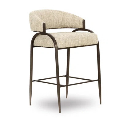 Lowther Tatum Cream Textured Performance Boucle Counter Stool | Wayfair North America
