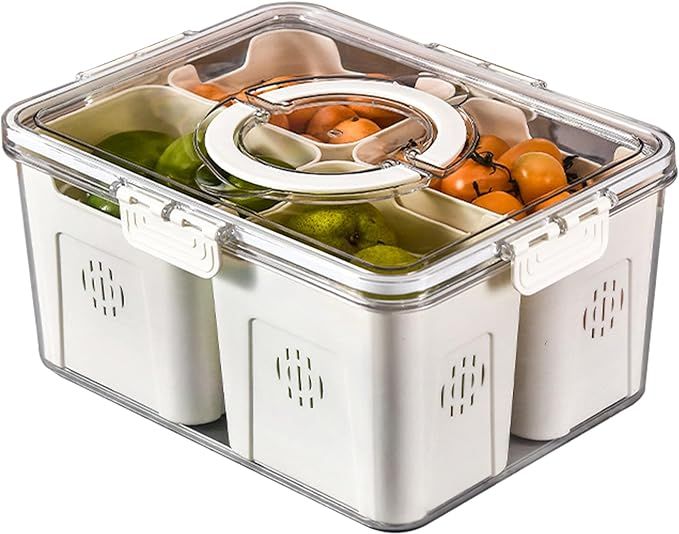 Refrigerator Organizer With Lids (4 Compartments), Fridge Storage, Fridge Organizers And Storage ... | Amazon (US)