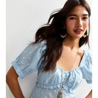 Women's Blue Polka Dot Milkmaid Top New Look | New Look (UK)