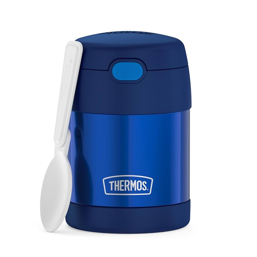 THERMOS FUNTAINER 10 Ounce Stainless Steel Vacuum Insulated Kids Food Jar with Folding Spoon, Nav... | Amazon (US)