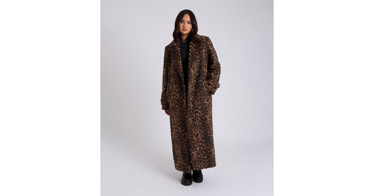 Urban Bliss Brown Leopard Print Longline Coat | New Look | New Look (UK)
