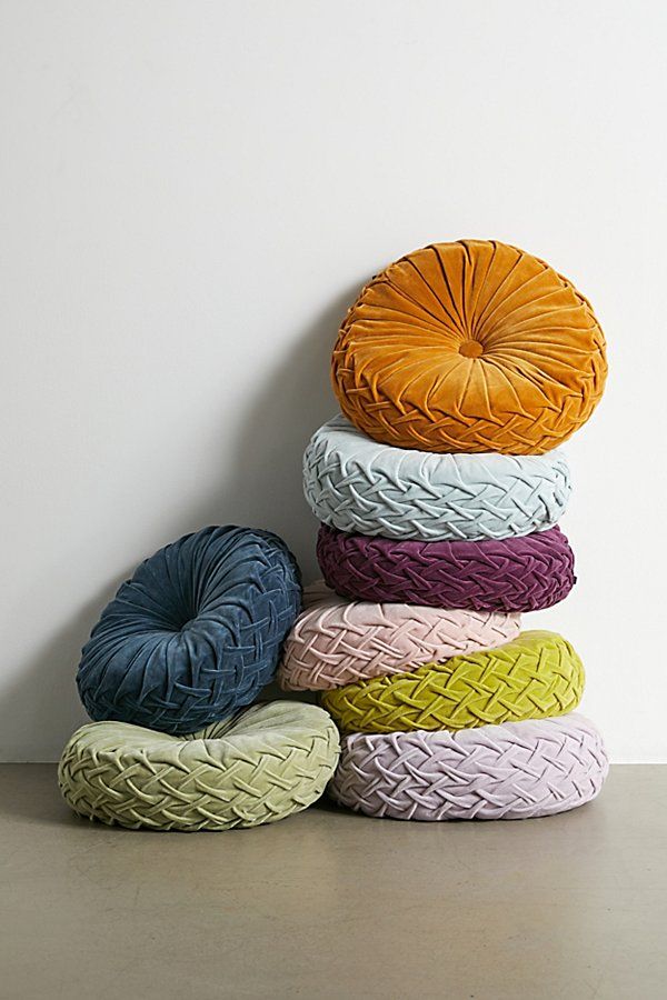Round Pintuck Pillow - Purple at Urban Outfitters | Urban Outfitters (US and RoW)