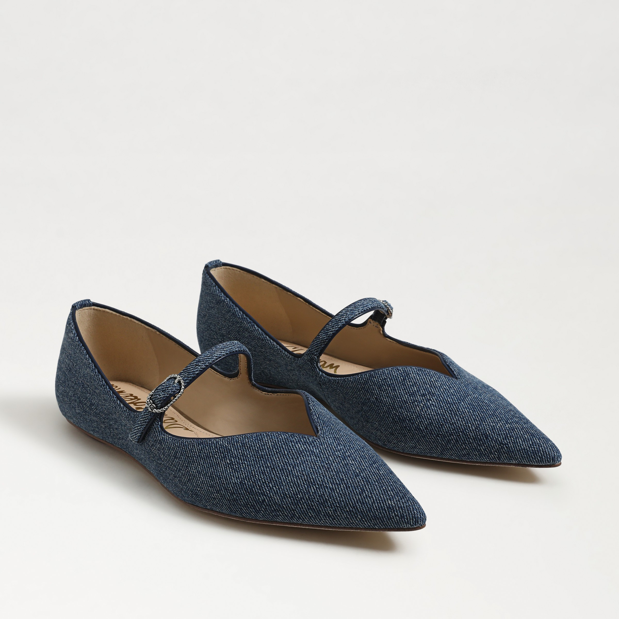 Sam Edelman Noa Pointed Toe Mary Jane Flat Blue Stone Denim Twill 6.0 | Sam Edelman CA
