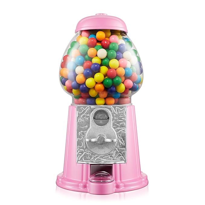 Olde Midway 12" Gumball Machine with Glass Globe and Metal Base - Pink, Vintage-Style Bubble Gum ... | Amazon (US)