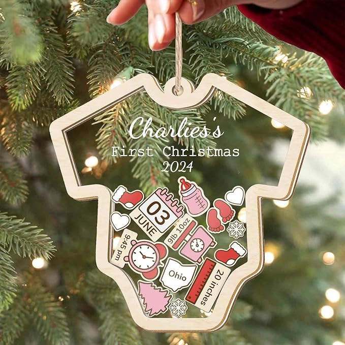 Custom Baby's First Christmas Ornament 2024 - Personalized Baby First Christmas Ornament for Newb... | Amazon (US)