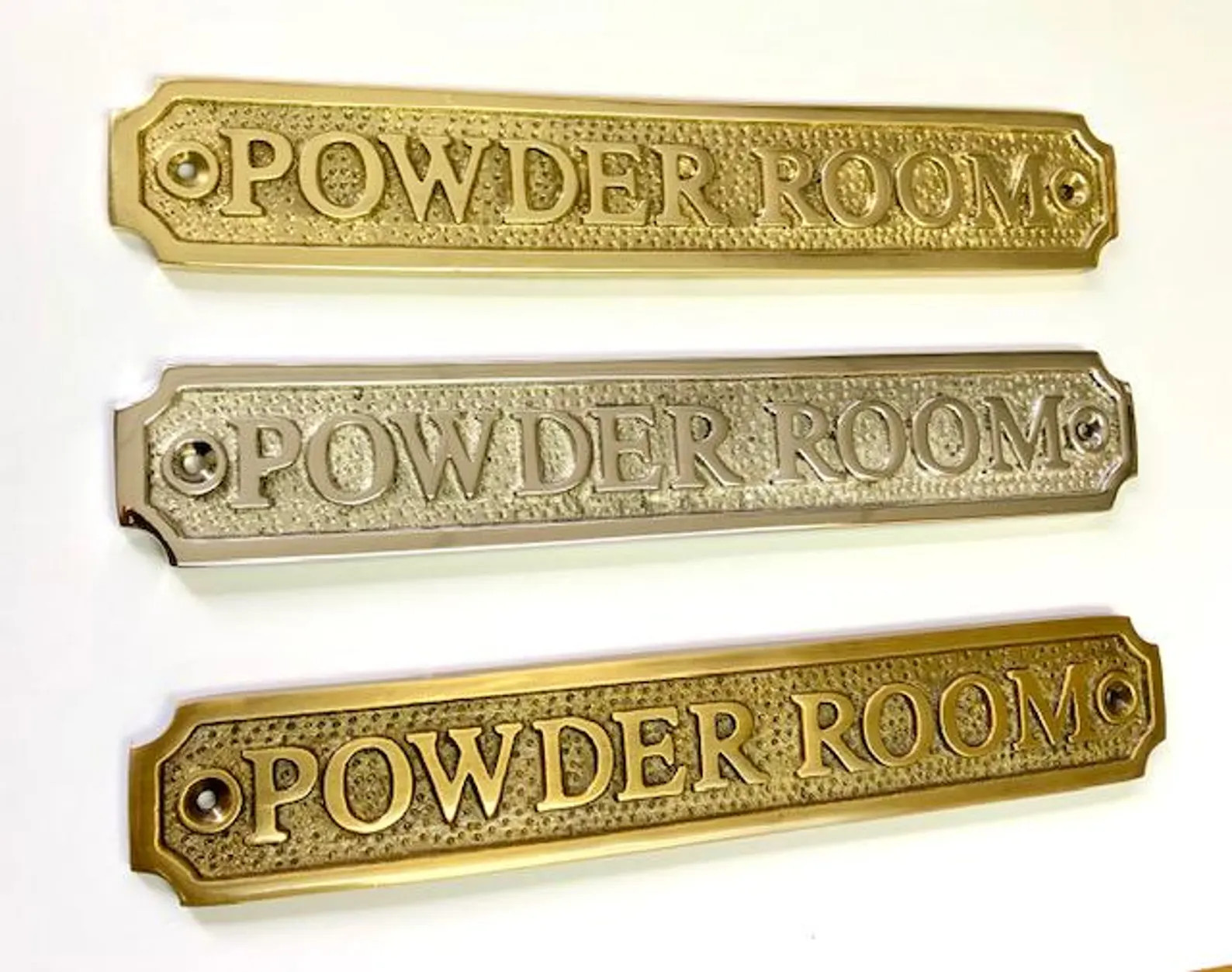 Powder Room Door Sign Made From Solid Brass Choose Finish. Brass, Nickel or Antique Bronze. the P... | Etsy (US)