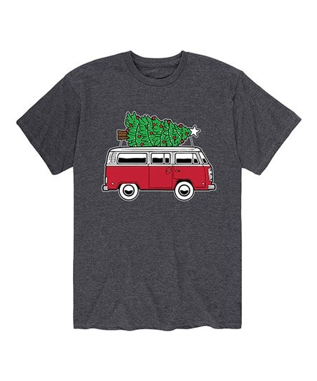 Heather Charcoal Christmas Tree Bus Tee - Men | Zulily