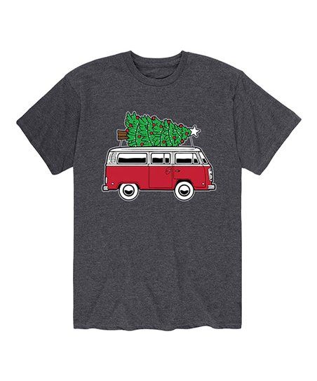 Heather Charcoal Christmas Tree Bus Tee - Men | Zulily
