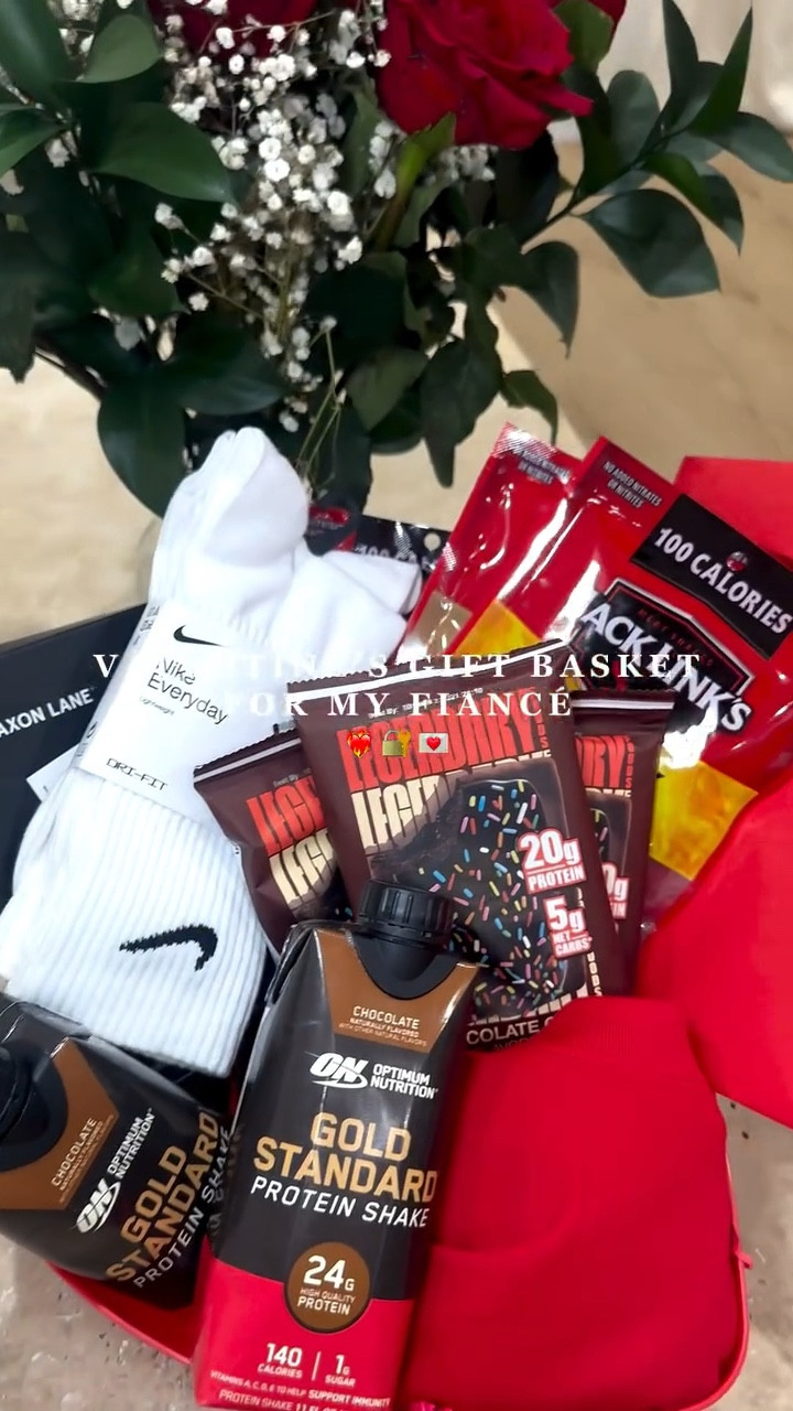 Valentine’s Day Gift Basket For HIM❤️‍🔥💌

This year we’re both into health and fitness, so I swapped out the traditional candy and chocolates for healthier, high-protein treats and shakes💪🏽

Also included a workout tee, socks, face masks & of course, a sweet card💌

He absolutely LOVED this gift! 

Everything is linked on my Amazon Storefront & LTK. 
I got everything shipped in 1-day so it’s not too late👀

Save & Share with anyone looking for gift ideas for the men in your life! 🎁

gift guide for him • men gift ideas • valentines gift • fitness must haves • protein snacks • gym guide #valentinesdaygift #giftideasforhim #giftboxes #mengifts #valentinesgiftsforhim