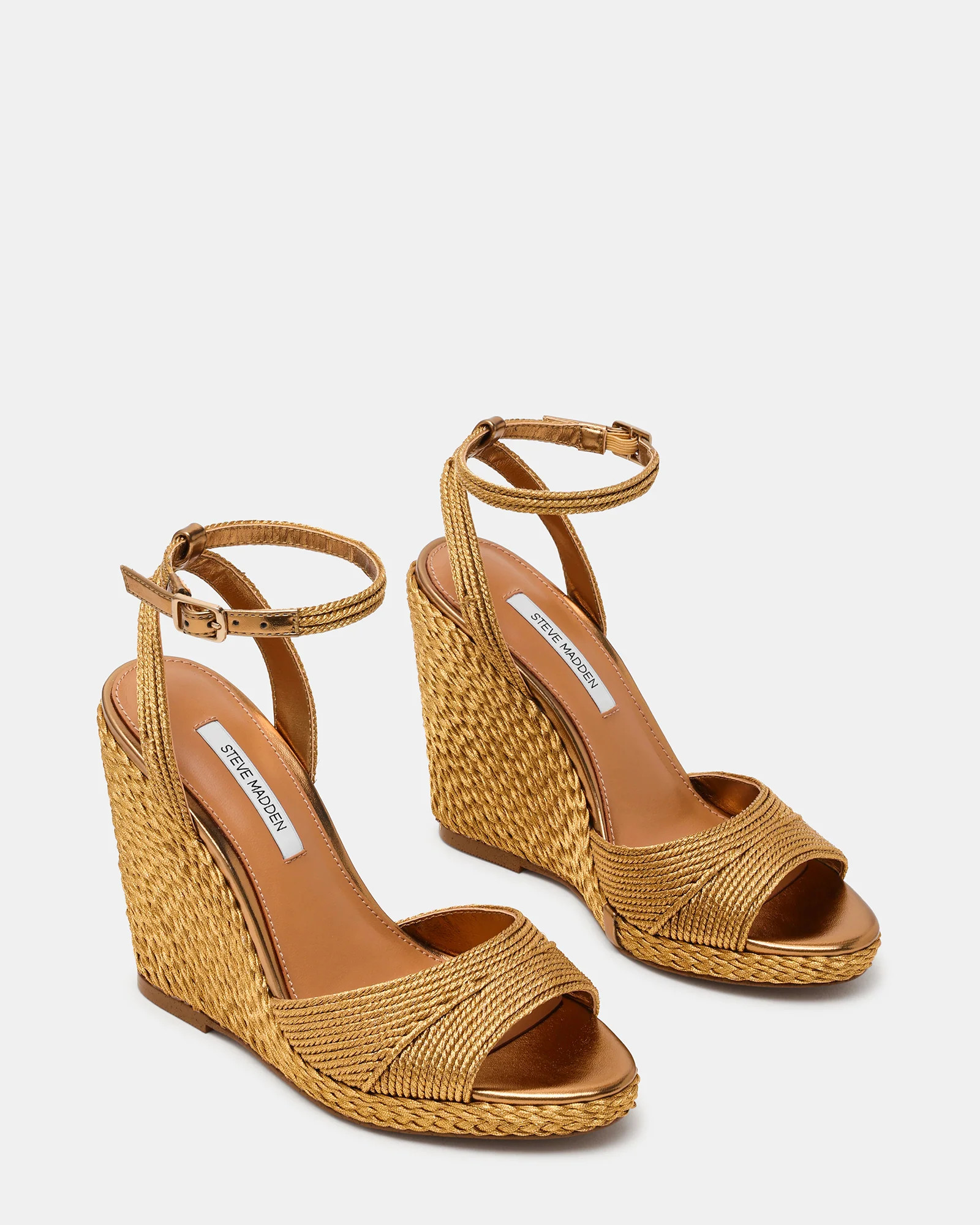 DEVIN Bronze Raffia Espadrille Wedge Women's Sandal | Steve Madden (US)