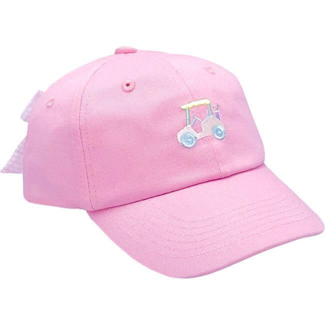 Rainbow Golf Cart Bow Baseball Hat, Pink | Maisonette