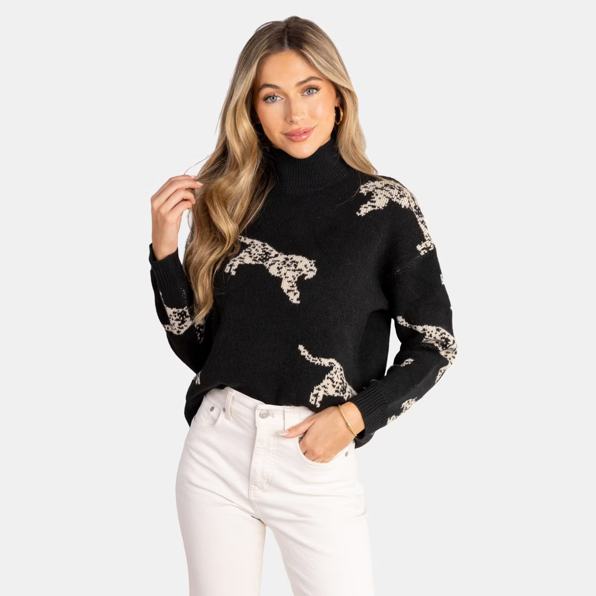 Women's Chic Leopard Print Turtleneck Knit Sweater - Cupshe | Target