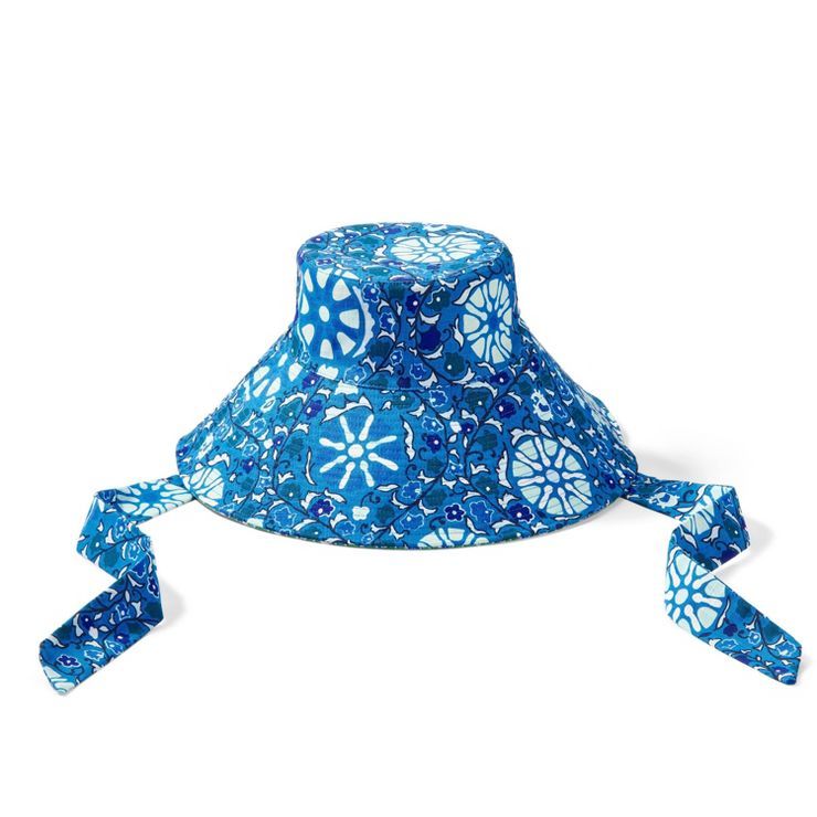 Zinnia Floral Print/Dainty Lotus Print Reversible Beach Hat - RHODE x Target Blue/Green | Target