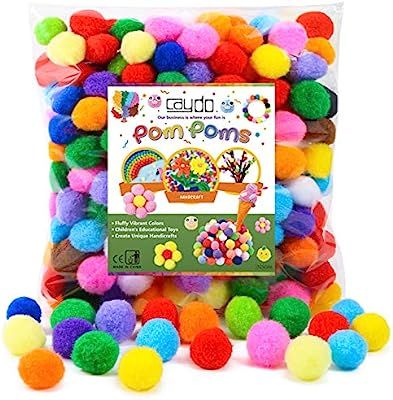 Caydo 300 Pieces 1 Inch Assorted Pompoms Multicolor Arts and Crafts Pom Poms Balls for DIY Art Cr... | Amazon (US)