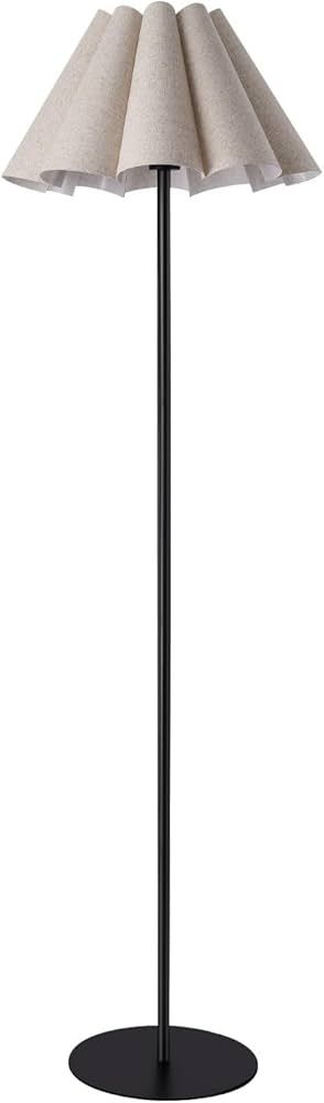 KUNJOULAM Modern Floor Lamp, Black Pole Floor Lamps, Simple Design Tall Lamp with Beige Lampshade... | Amazon (US)