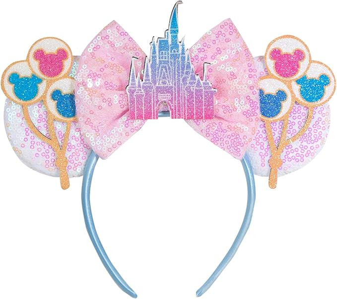 CHuangQi Mouse Ears Headband with Bow Double-sided Sequins Hairband for Mouse Themed Birthday Par... | Amazon (US)