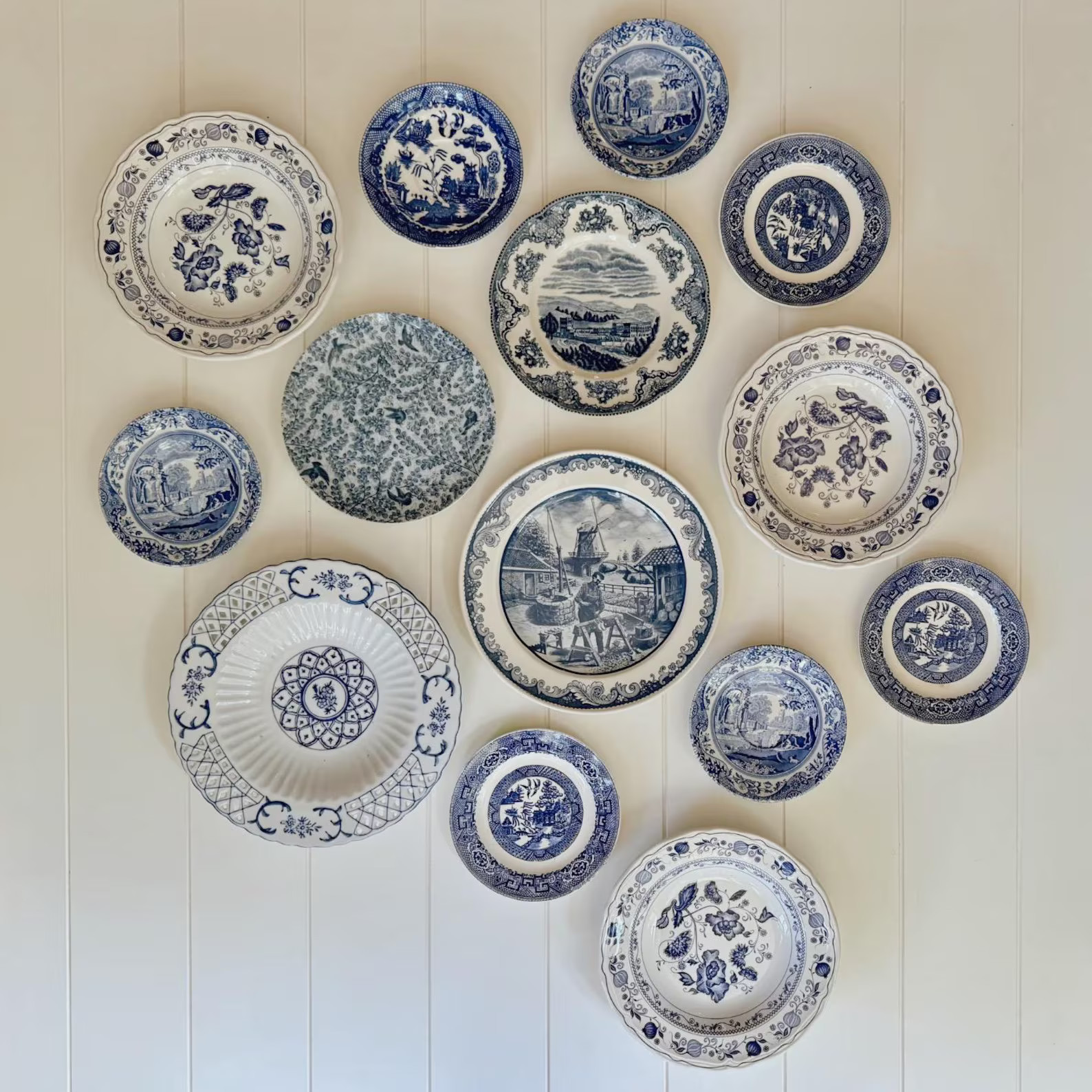 Vintage Blue and White Plate: Gallery Wall Decor with Hardware | Etsy (US)