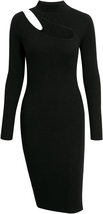 Glamaker Women's Sexy Long Sleeve Ribbed Sweater Dress Bodycon Midi Long Sweater Dresses | Amazon (US)