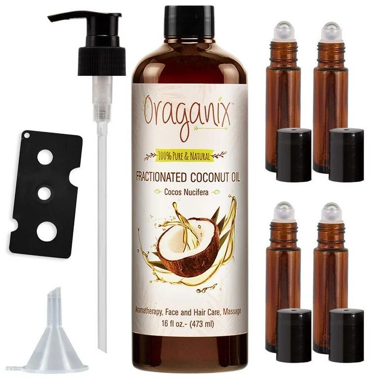 Oraganix Fractionated 100% Pure Natural Coconut Oil with 10ml Roller Bottles for Massage - 16oz | Walmart (US)
