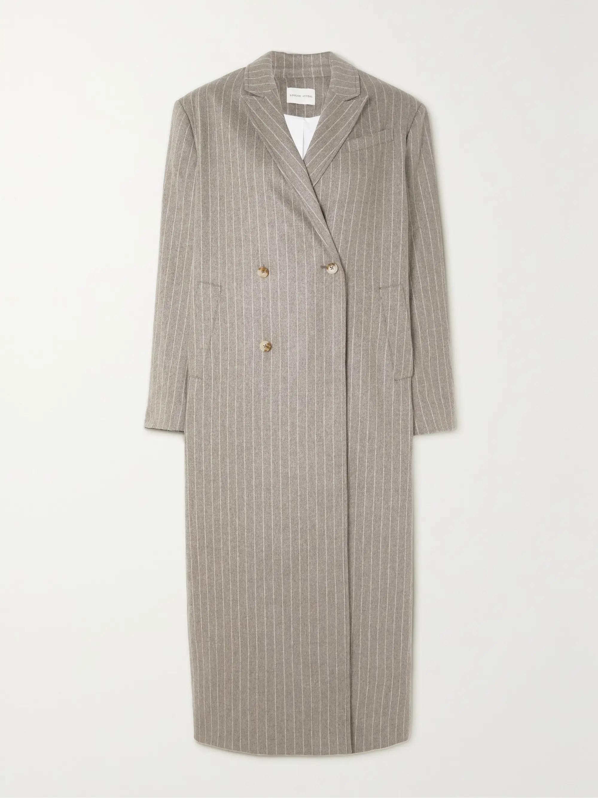 + NET SUSTAIN Ido striped double-breasted organic wool and cashmere-blend coat | NET-A-PORTER (US)