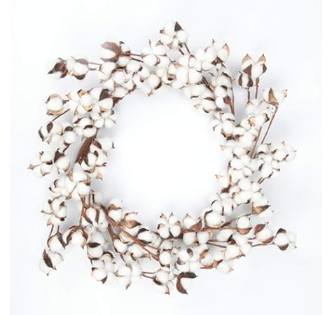24 Inch Real Cotton Wreath Farmhouse Decor Christmas Vintage Wreath | Amazon (US)
