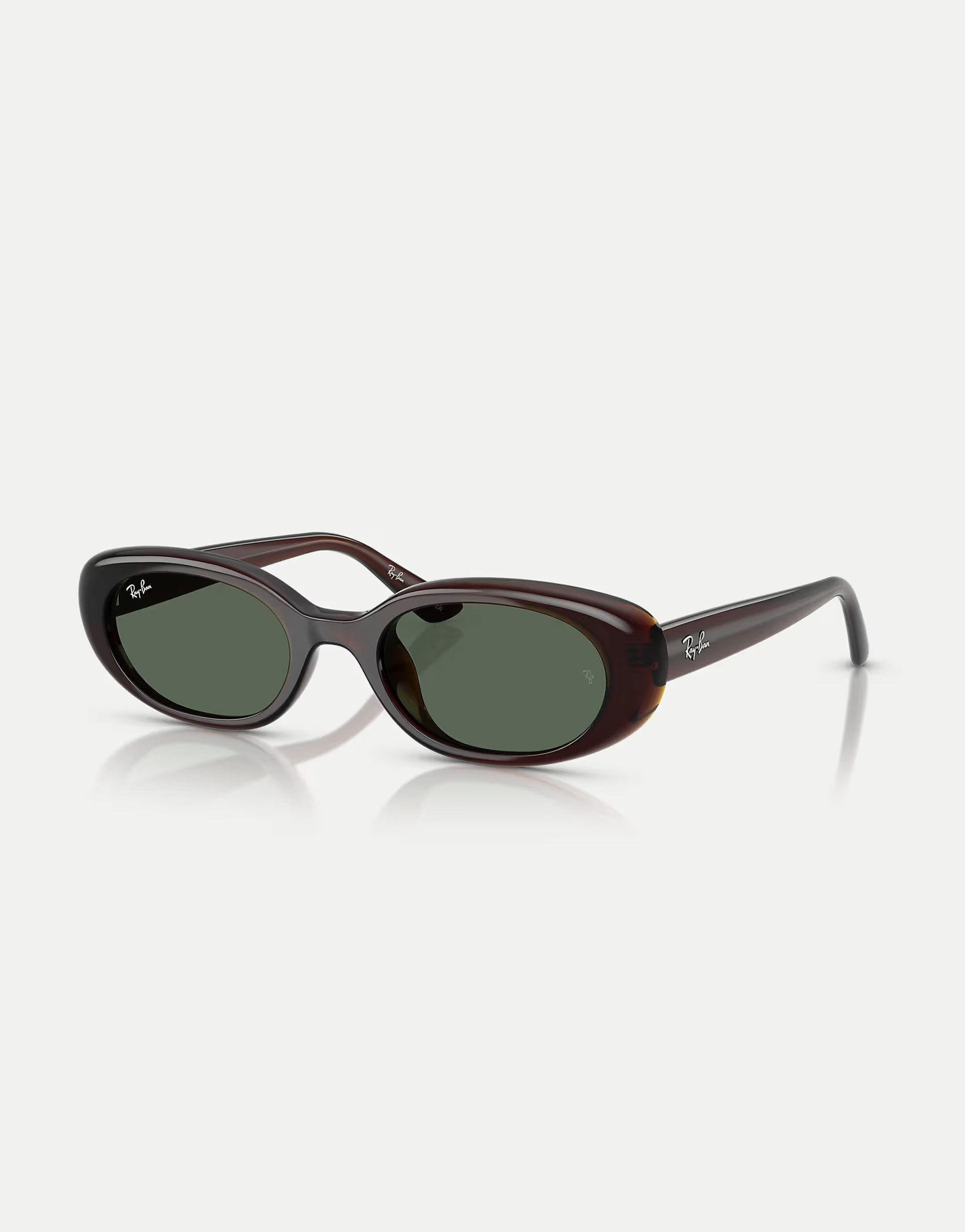 › Ray-Ban Rb4441d rectangle sunglasses with green lens in transparent brown | ASOS (Global)