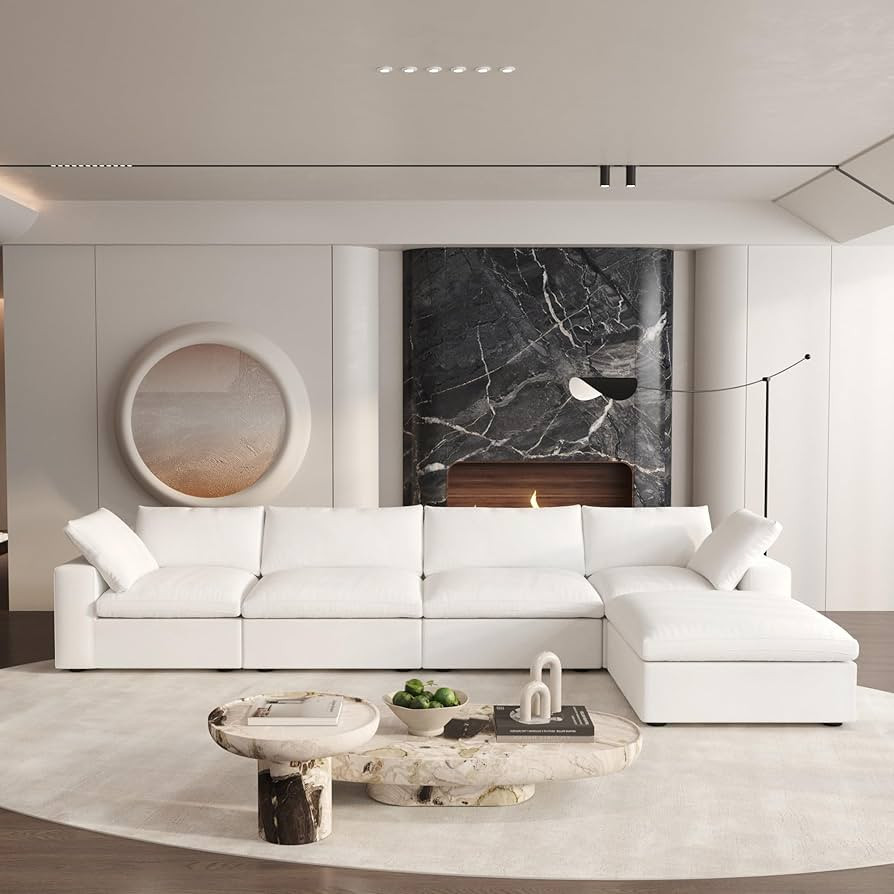 Cloud Modular Sectional Sofa with Storage Ottoman,160.6" Down Filled Comfort L Shaped Sofa Couch ... | Amazon (US)