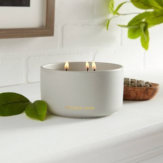 15oz Ceramic Jar 3-Wick Black Label Wooded Sage Candle - Threshold™ | Target