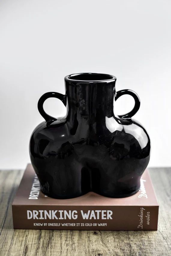 Black Ceramic Butt Vase, Body Art Bust Statue Vase, Body Art Flower Pot, Female Form Vase, Home H... | Etsy (US)