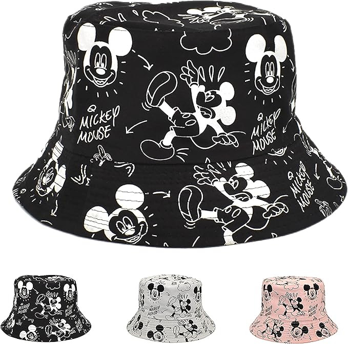 Cute Bucket Hat Beach Fisherman Hats for Women, Mouse Ears Print and Embroidered, 1OO% Cotton, Re... | Amazon (US)