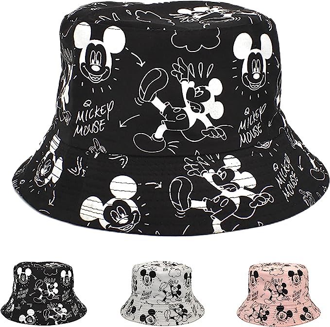 Cute Bucket Hat Beach Fisherman Hats for Women, Mouse Ears Print and Embroidered, 1OO% Cotton, Re... | Amazon (US)