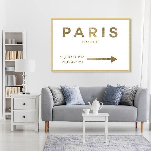 Oliver Gal 'Paris Road Sign' Fashion and Glam Framed Wall Art Prints Road Signs - Black, White | Bed Bath & Beyond