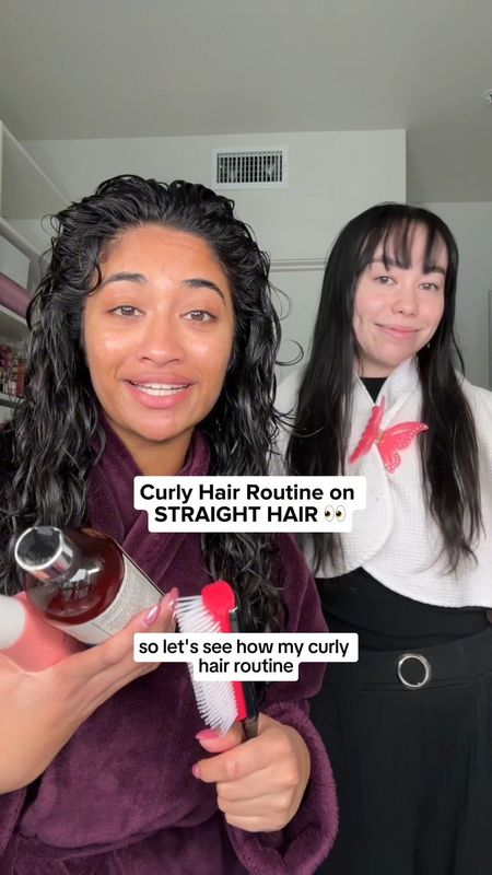 TRYING MY CURLY HAIR ROUTINE ON MY BESTIE who has straight hair 🤭👀 im honestly surprised

#LTKbeauty