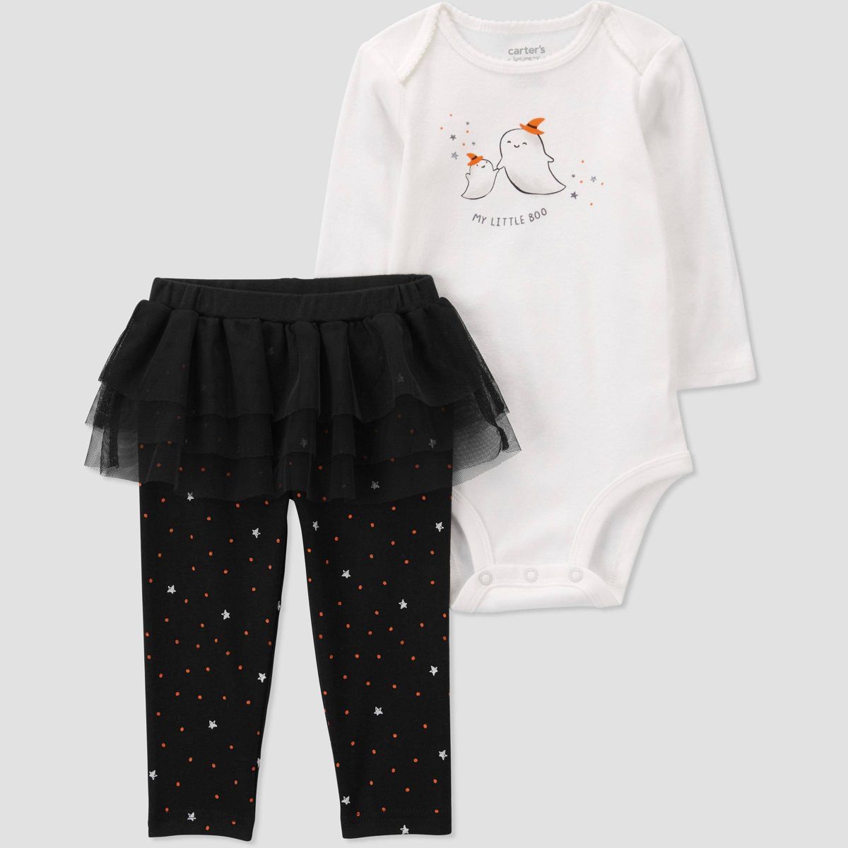 Carter's Just One You® Baby 'My Little Boo' Halloween Top and Bottom Set - Black/White | Target
