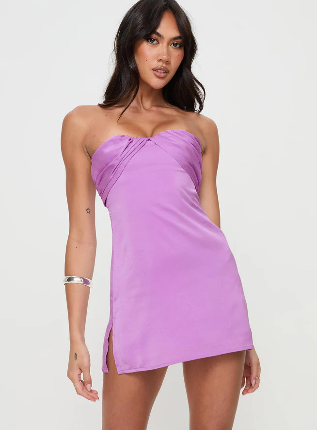 knee length dresses for ladies Irena Strapless Mini Dress Light Blue
