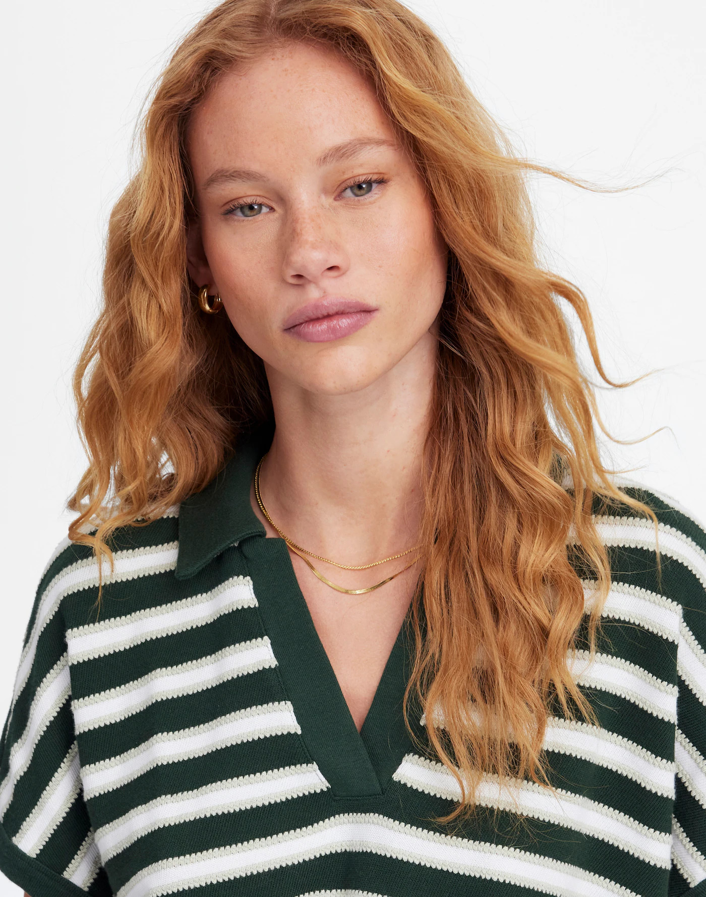 Relaxed V-Neck Polo Shirt in Stripe | Madewell | Madewell