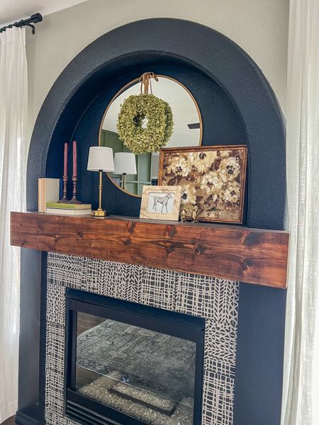 Fireplace mantel decor. Fireplace color is tricorn black by sherwin williams 

#LTKSeasonal #LTKstyletip #LTKhome