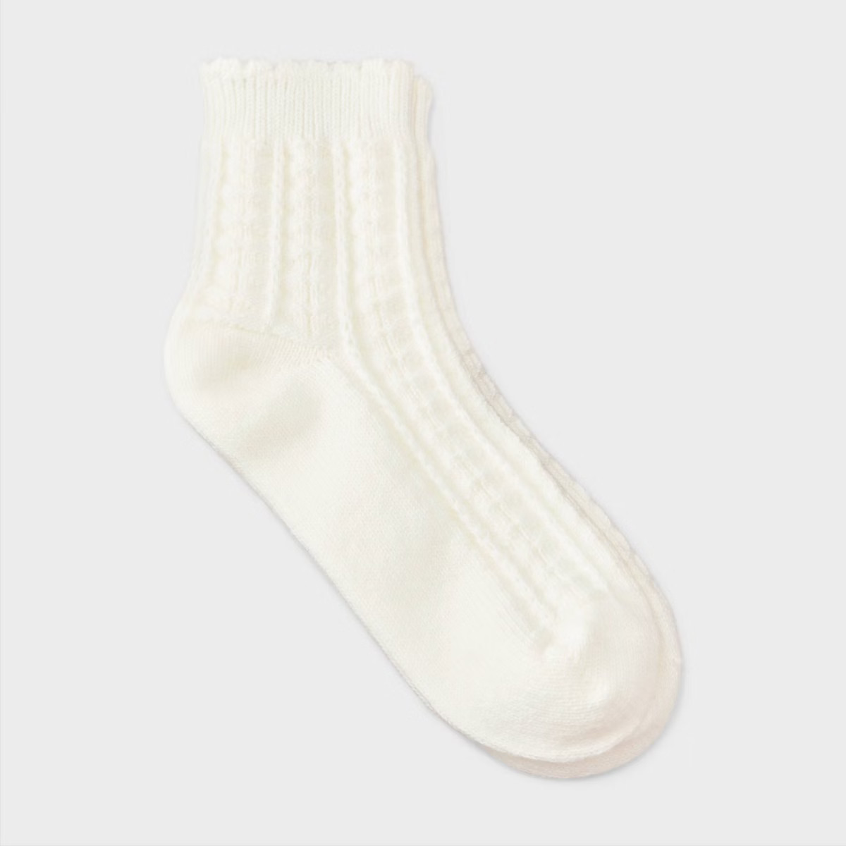 Women's Scalloped Edge Pointelle Super Soft Short Crew Boot Socks - Auden™ Black 4-10 | Target