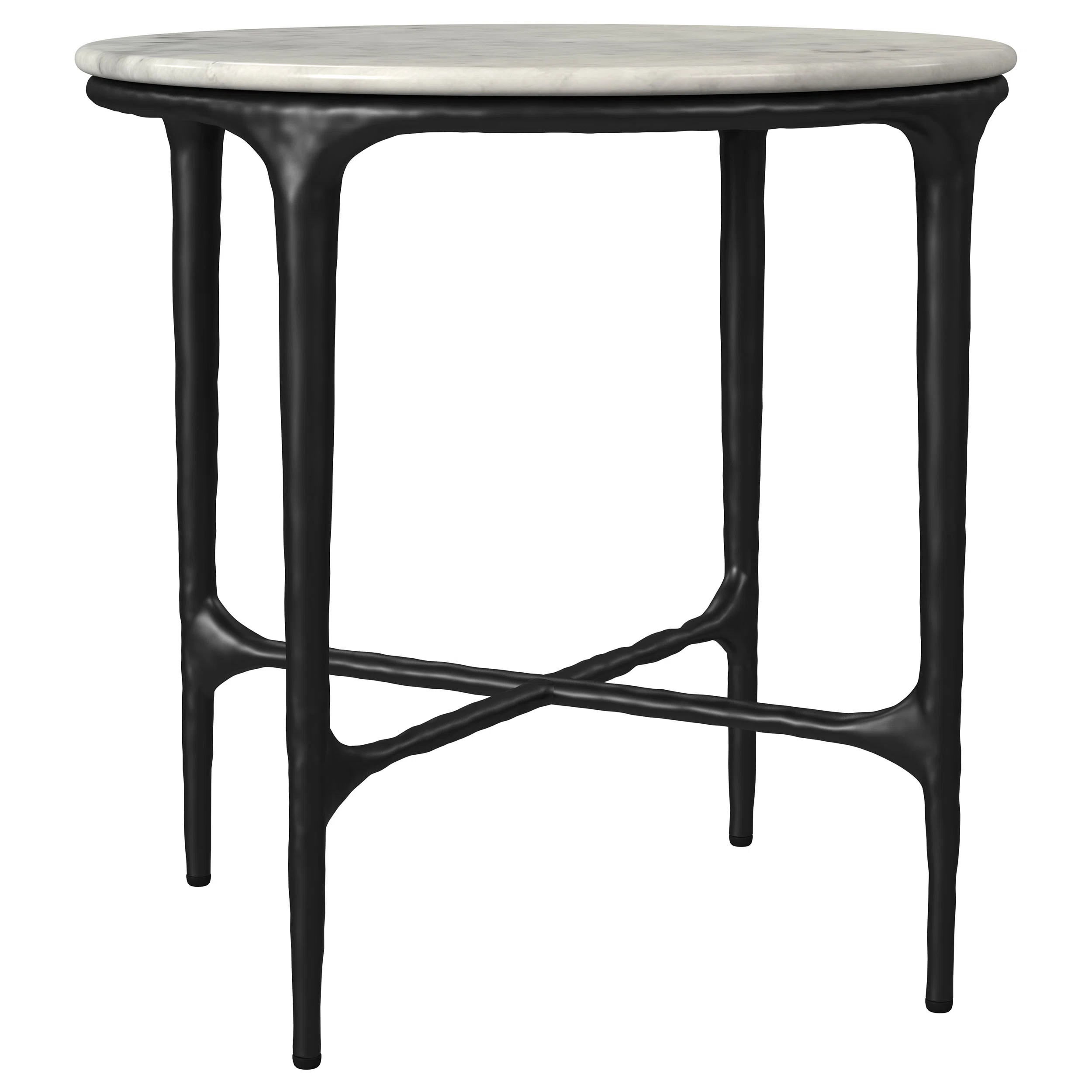 Cintron Round Genuine Marble Top Metal End Side Table White | Wayfair North America