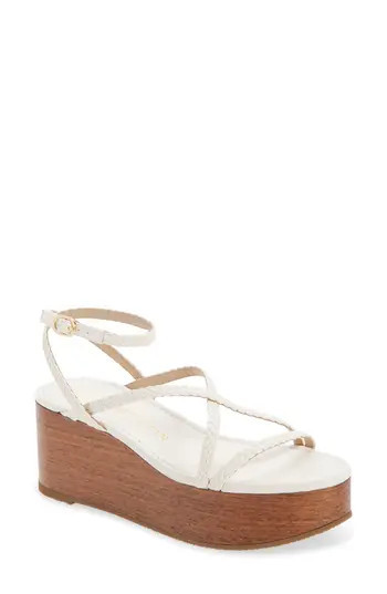 Stuart Weitzman Wovette Wedge Sandal in Seashell/Walnut at Nordstrom Rack, Size 7 | Nordstrom Rack