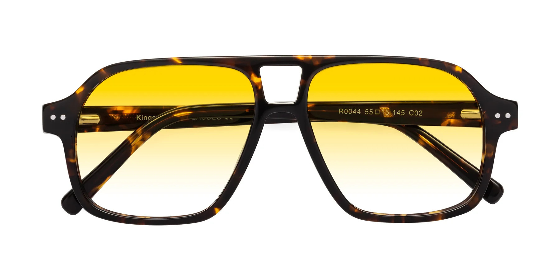 Tortoise Grandpa Oversized Aviator Gradient Sunglasses with Yellow Sunwear Lenses - Kingston | Yesglasses