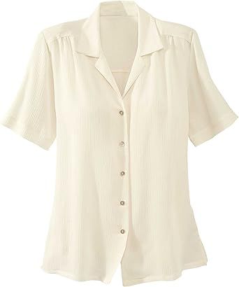National Donnkenny Solid Camp Shirt - Womens Blouse, Wrinkle Resistant, Easy Care, Travel Friendl... | Amazon (US)