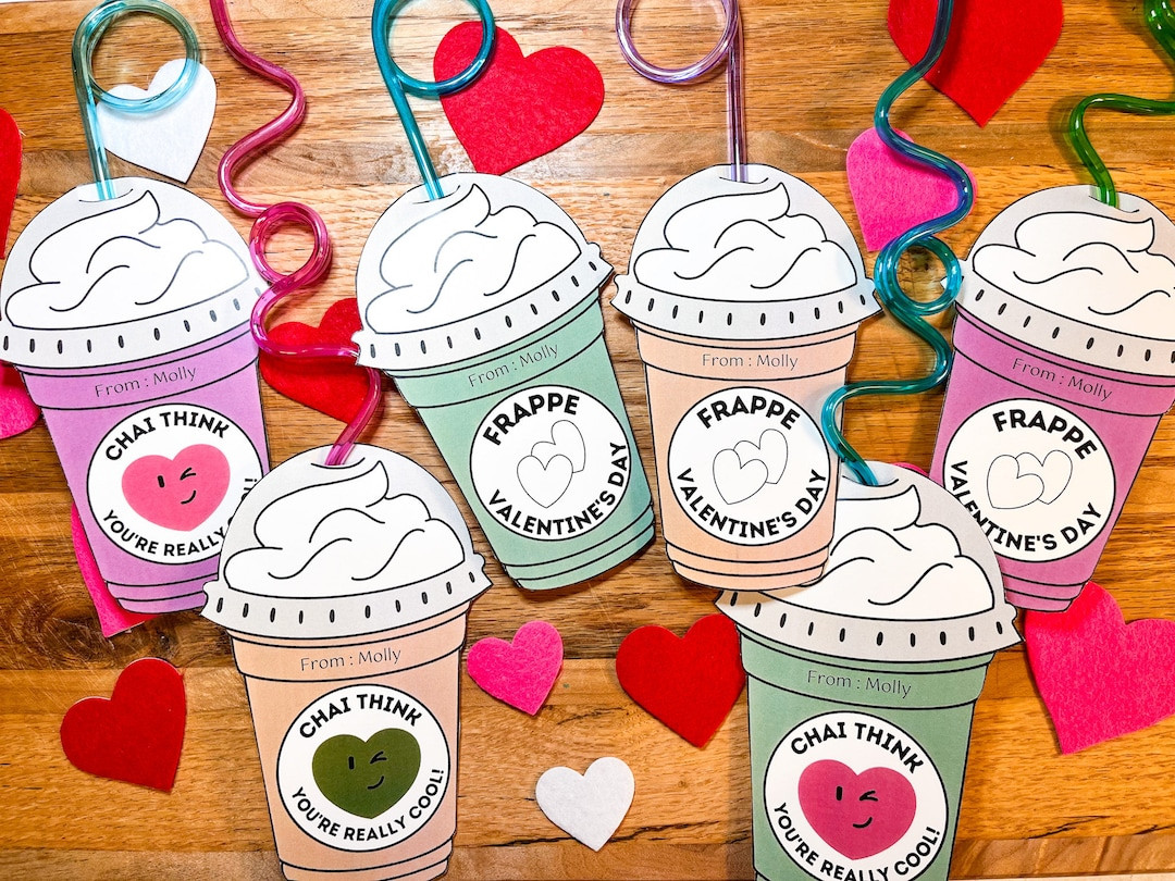 Starbucks Inspired Valentine / Frappe Valentine / Sill Straw Valentine / Chai Valentine / School ... | Etsy (US)