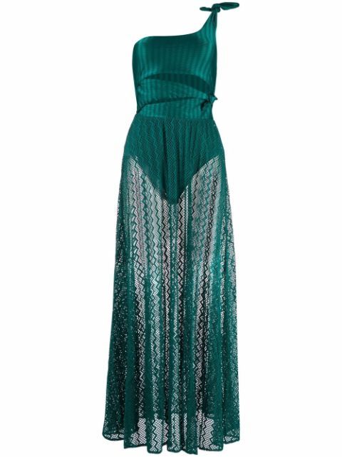 one-shoulder lace beach dress | Farfetch (US)