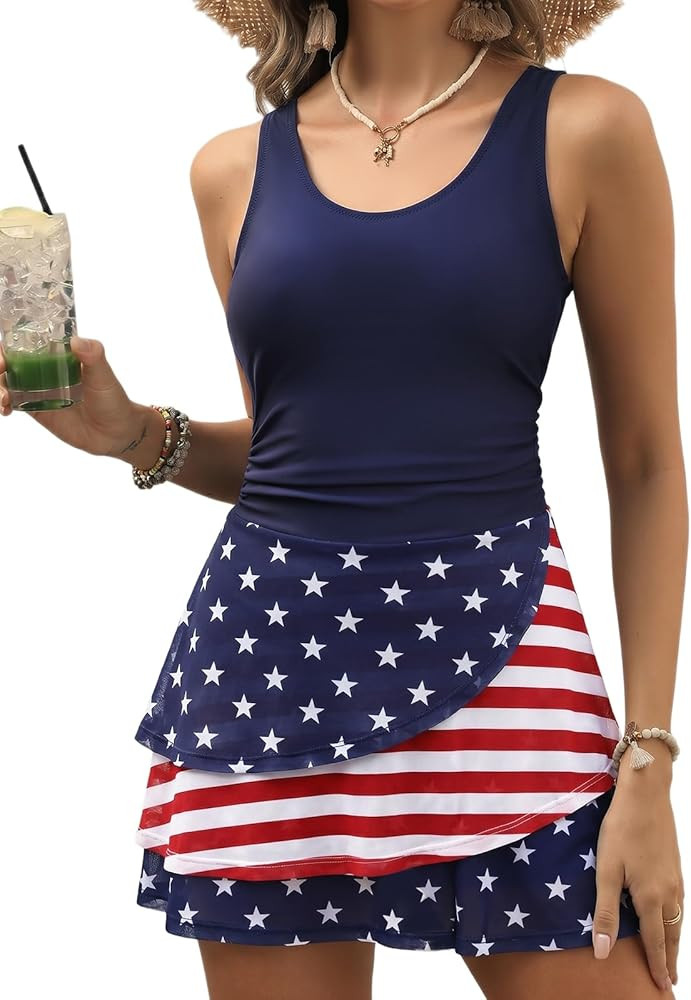 Women One Piece Swim Dress Swimsuit Tummy Control Modest Swim Skirt Bathing Suit | Amazon (US)