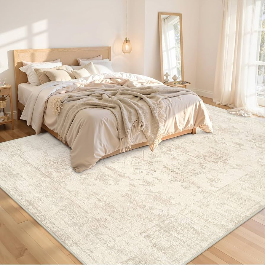 Area Rugs 9x12 Living Room: Vintage Boho Neutral Washable Rug Indoor Soft Large Area Rug Carpet f... | Amazon (US)